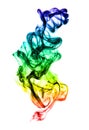 Multicolored smoke formation on white