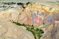 Multicolored soil of mercury occurrence in Altai steppe Royalty Free Stock Photo