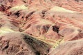 Multicolored soil of mercury occurrence in Altai steppe Royalty Free Stock Photo