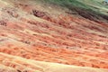 Multicolored soil of mercury occurrence in Altai steppe Royalty Free Stock Photo
