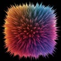 A multicolored, spiky 3D sphere composed of numerous sharp, pyramid-like
