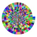 Multicolored spirals motion illusion tiles top way