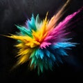 Vibrant Powder Explosion: Multicolored Splash Background, abstract fractal background, Generative A