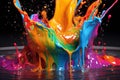 Multicolored splash of shiny gel paint - abstract colorful paint splashing