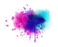 Multicolored splash watercolor paint blot - template for your designs.