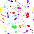 Multicolored splash watercolor seamless pattern. Brush strokes background. Colorful digital print. - illustration.