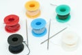 Multicolored spools with threads sewing concept Royalty Free Stock Photo