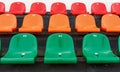 Multicolored stadium seats with numbering