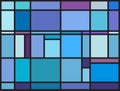 Multicolored stained glass window with irregular block pattern