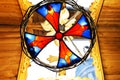 Multicolored stained glass window in the sun Royalty Free Stock Photo