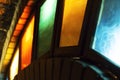Multicolored stained glass window in the sun Royalty Free Stock Photo