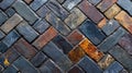 Multicolored stone brick wall herringbone pattern Royalty Free Stock Photo