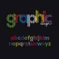 Multicolored Stripe Letters, Colorful Striped Typography Alphabet Design Royalty Free Stock Photo