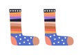Multicolored striped socks on a white background Royalty Free Stock Photo