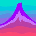 Multicolored stylized mountain. Bright drawing