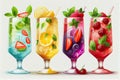 Multicolored Summer Drinks Mojito Lemonade
