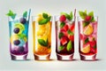 Multicolored Summer Drinks Mojito Lemonade