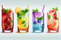 Multicolored Summer Drinks Mojito Lemonade