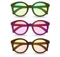 Multicolored sunglasses realistic icon. Vector