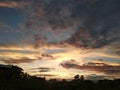 Multicolored Sunset with dramatic and cloudy sky
