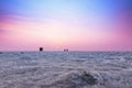 Multicolored sunset landscape silhouette of the Great Rann of Ku