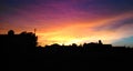 Multicolored sunset over the city skyline. Buenos Aires, Argentina Royalty Free Stock Photo