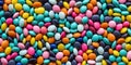 Multicolored sweet candy dragees, background. Generative AI