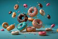 Multicolored sweet donuts, Generative AI