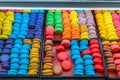 Multicolored and sweet macaroon cakes in French pastry shop Royalty Free Stock Photo