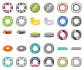 Multicolored swimming circle cartoon,monochrom icons in set collection for design. Different lifebuoys vector symbol