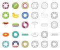 Multicolored swimming circle cartoon,outline icons in set collection for design. Different lifebuoys vector symbol stock