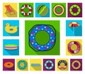 Multicolored swimming circle flat icons in set collection for design. Different lifebuoys vector symbol stock web Royalty Free Stock Photo