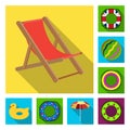 Multicolored swimming circle flat icons in set collection for design. Different lifebuoysvector symbol stock web