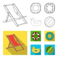 Multicolored swimming circle outline,flat icons in set collection for design. Different lifebuoys vector symbol stock