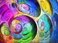 Multicolored swirl bubbly fractal background. Abstract bright artistic motion composition. Modern futuristic dynamic bio pattern. Royalty Free Stock Photo