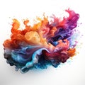 A multicolored swirl of paint on a white surface, clipart on white background.