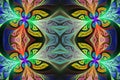 Multicolored Symmetrical flower pattern in stained-glass window style. Artwork for creative design, art and entertainment