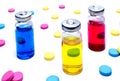 Multicolored tablets and vaccines against on white