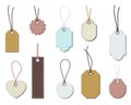 Multicolored tags set. Stylish discount coupons and geometric decorations for garments fashionable pendants and banners