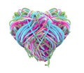 Multicolored tangled yarn heart shape Royalty Free Stock Photo