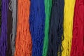 Multicolored textile cords on the eastern market. Travel. Kyrgyzstan Royalty Free Stock Photo