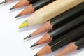 Multicolored pencil  in a group of black pencils Royalty Free Stock Photo