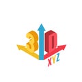 Multicolored three-dimensional icon 3D