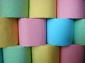 Multicolored toilet paper folds