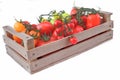 Multicolored Tomatoes in Wooden Box