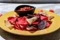 Multicolored Tortilla Chips Salsa