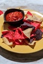 Multicolored Tortilla Chips Salsa