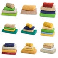 Sset of Multicolored towels isolated on a white background