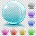 Multicolored transparent glass spheres with air bubbles Royalty Free Stock Photo