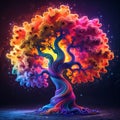 Multicolored Tree with Fractal Swirls and Intricate Patterns